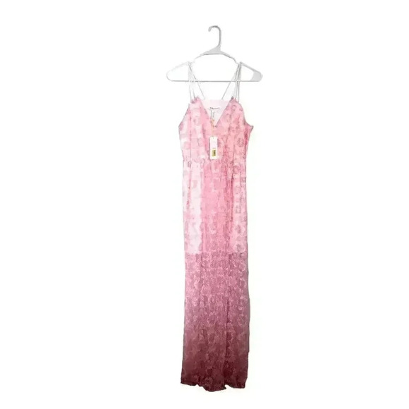 NWT BCBG Surplice Pink Lace Maxi Dress Boho Chic Formal Prom Women's Size S - Picture 2 of 13